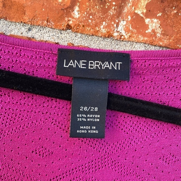 Lane Bryant Womens 26/28 Fuschia Wrap Vneck Crochet Knit Blouse Top - Picture 4 of 7